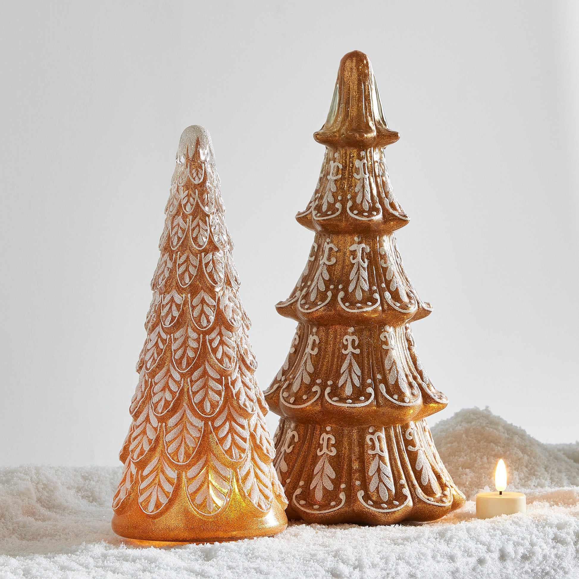 Ornate Glass Gingerbread Trees - Set of 2 - My Christmas