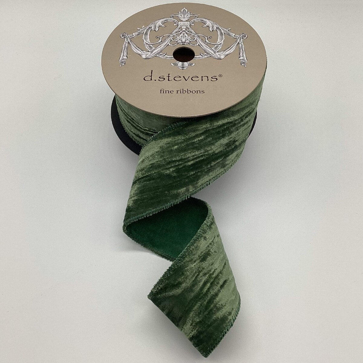 Pine Green Vintage Velvet Ribbon with Satin Back - My Christmas