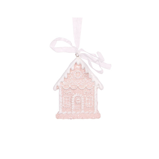 Pink and White Gingerbread House Ornament - My Christmas