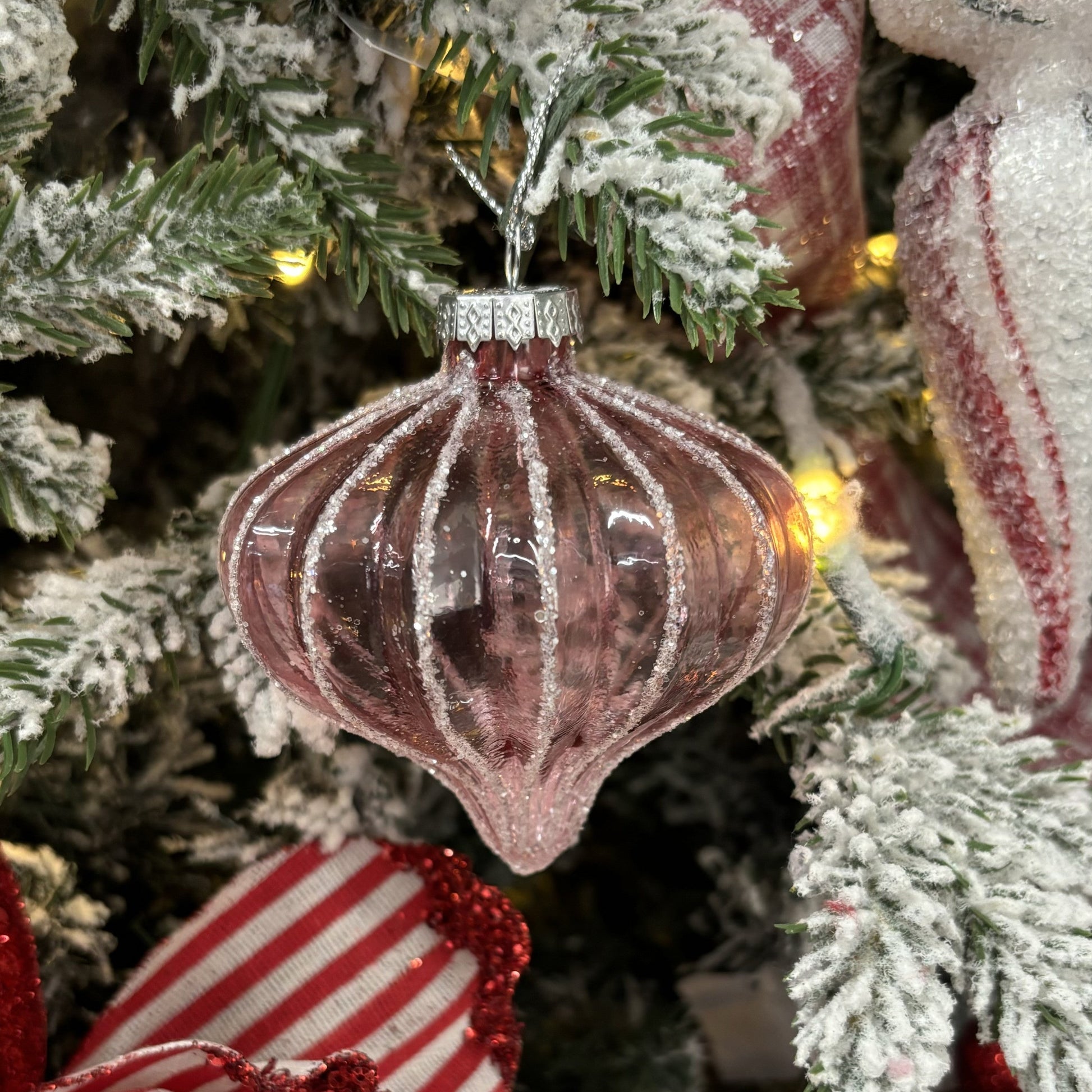 Pink Glitter Glass Onion - My Christmas