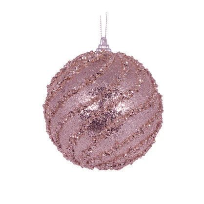 Pink Glittered Swirl Bauble - My Christmas