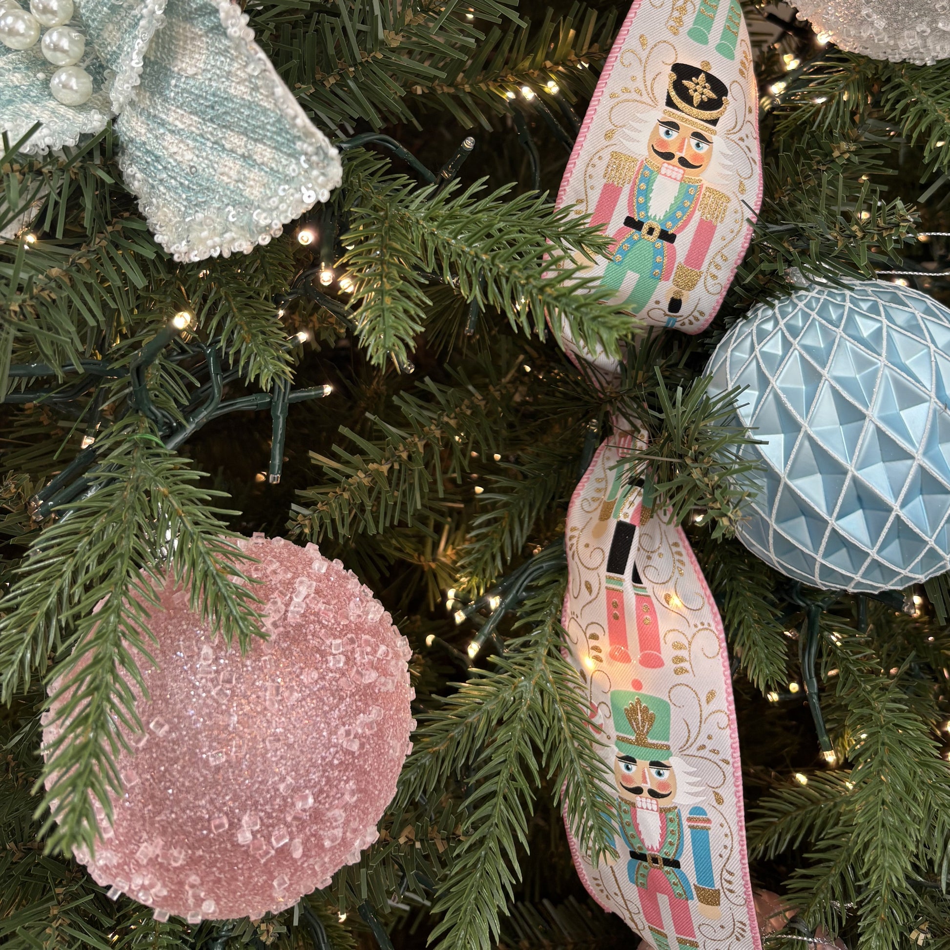 Pink Icy Sugar Bauble - 10cm - My Christmas