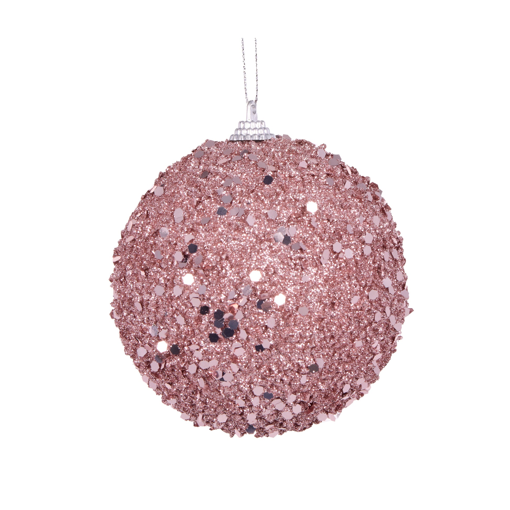 Pink Textured Glitter Bauble - My Christmas