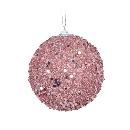 Pink Textured Glitter Bauble - My Christmas