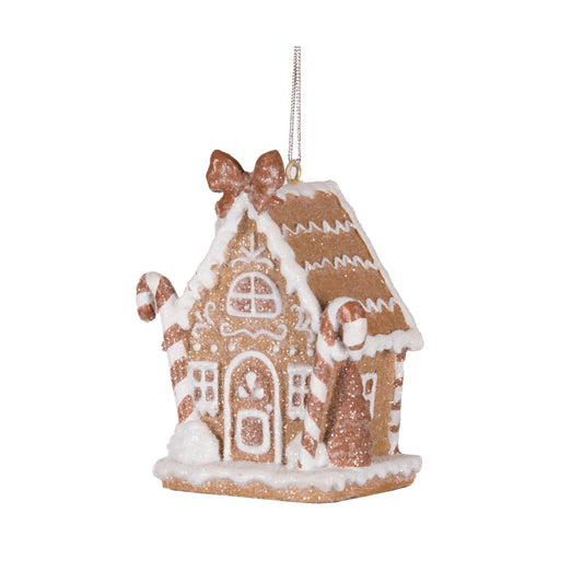 Piped Gingerbread Candy Cane House Ornament - My Christmas