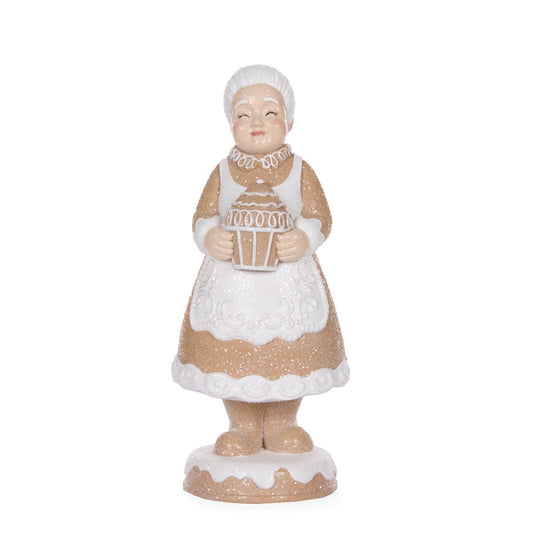 Piped Gingerbread Mrs Claus with Cake - My Christmas