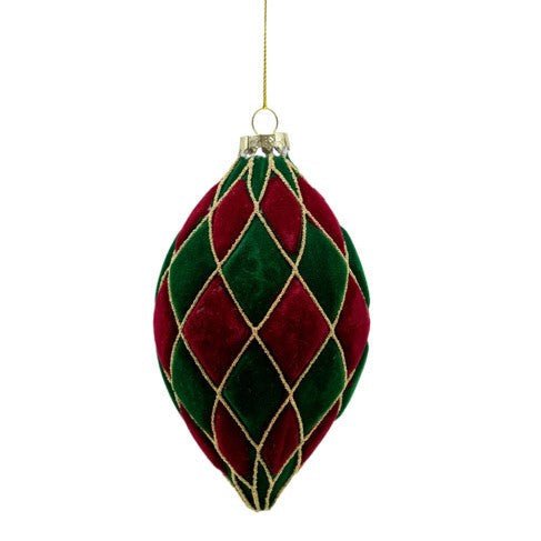 Red and Green Check Long Drop Ornament - My Christmas