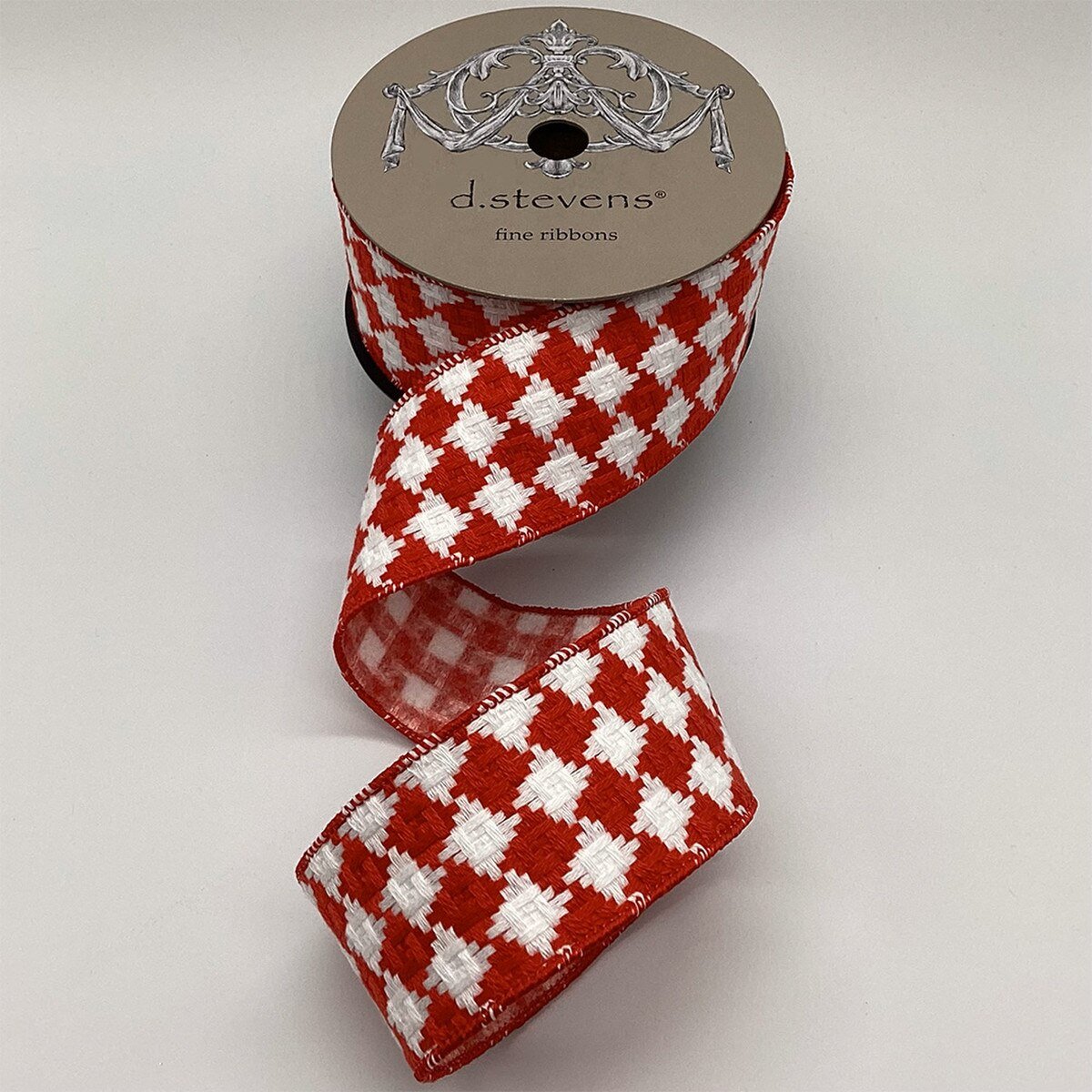 Red and White Knit Check Ribbon - My Christmas