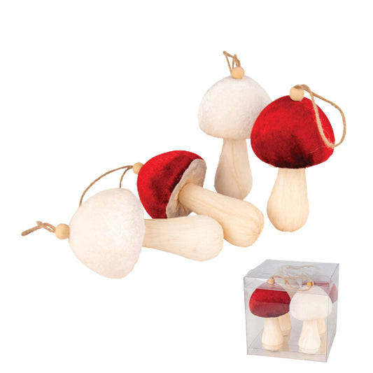 Red and White Mushroom Ornament - Box of 4 - My Christmas