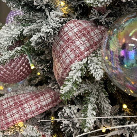 Red and White Plaid Glitter Ribbon - My Christmas