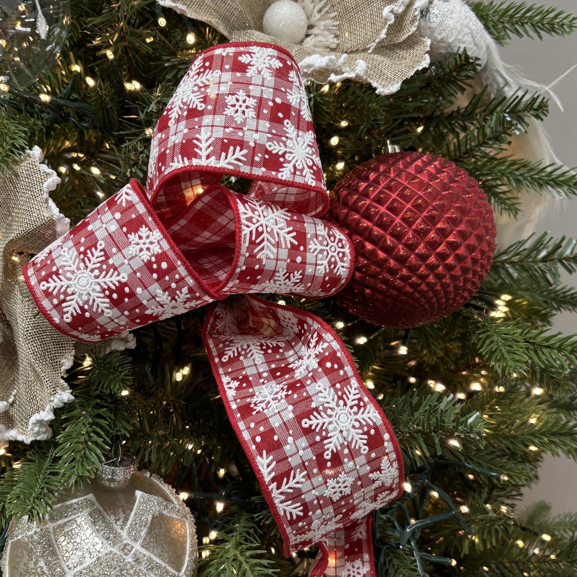 Red and White Snowflake Ribbon - My Christmas