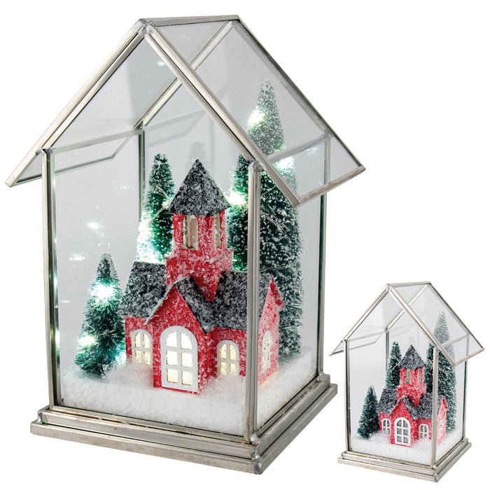 Red Chalet LED Acrylic Scene - Small - My Christmas