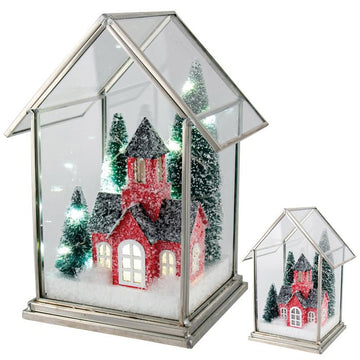 Red Chalet LED Acrylic Scene - Small - My Christmas