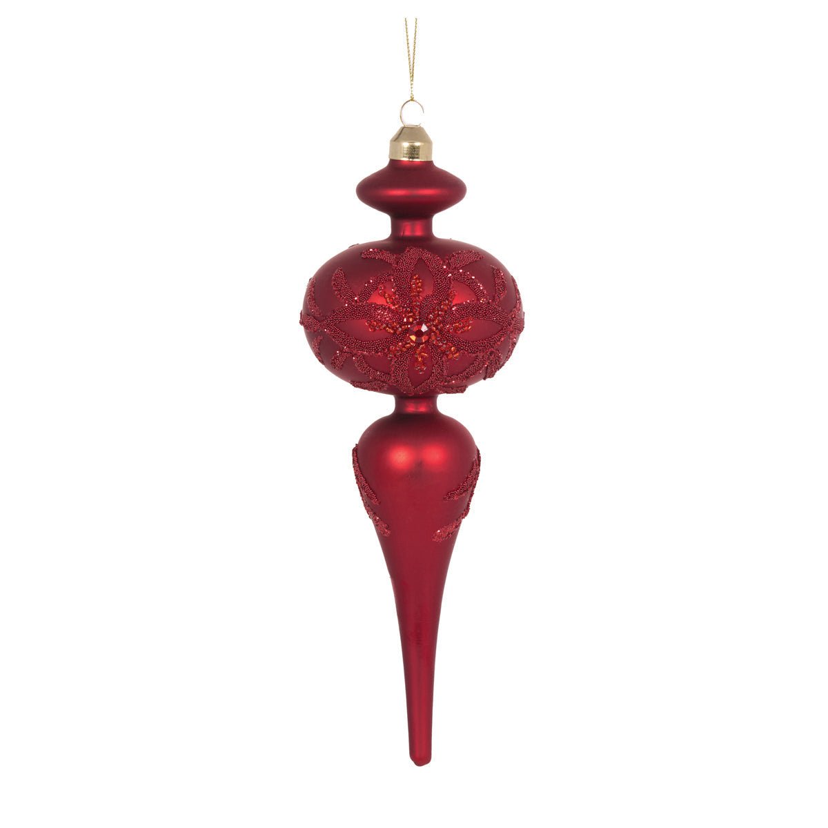 Red Embellished Bead Finial - My Christmas