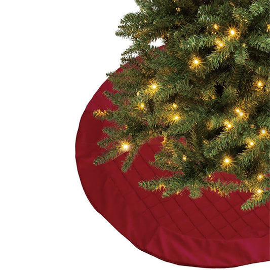 Red Tree Skirt with Pin Tucks - My Christmas