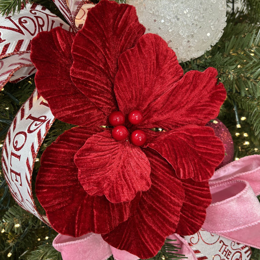 Red with Berry Magnolia with Clip - My Christmas