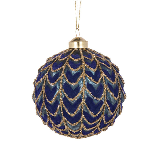Royal Blue Pleated Bauble - My Christmas