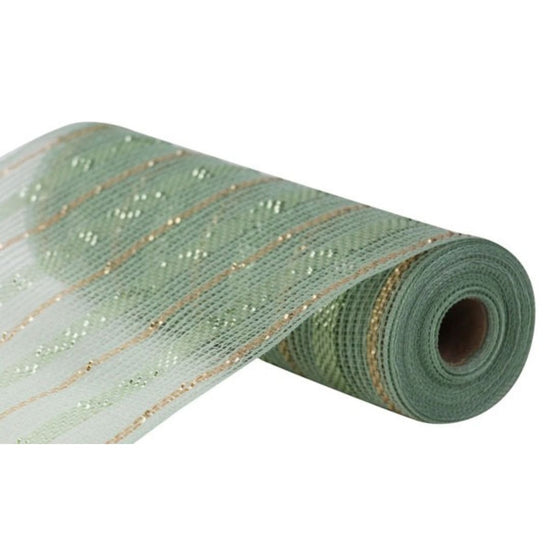 Sage and Champagne Metallic Mesh - My Christmas