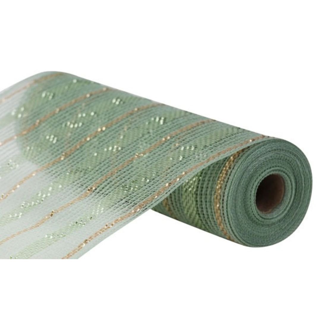 Sage and Champagne Metallic Mesh - My Christmas