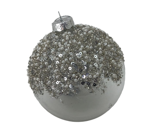 Silver Pearl and Sequined Bauble