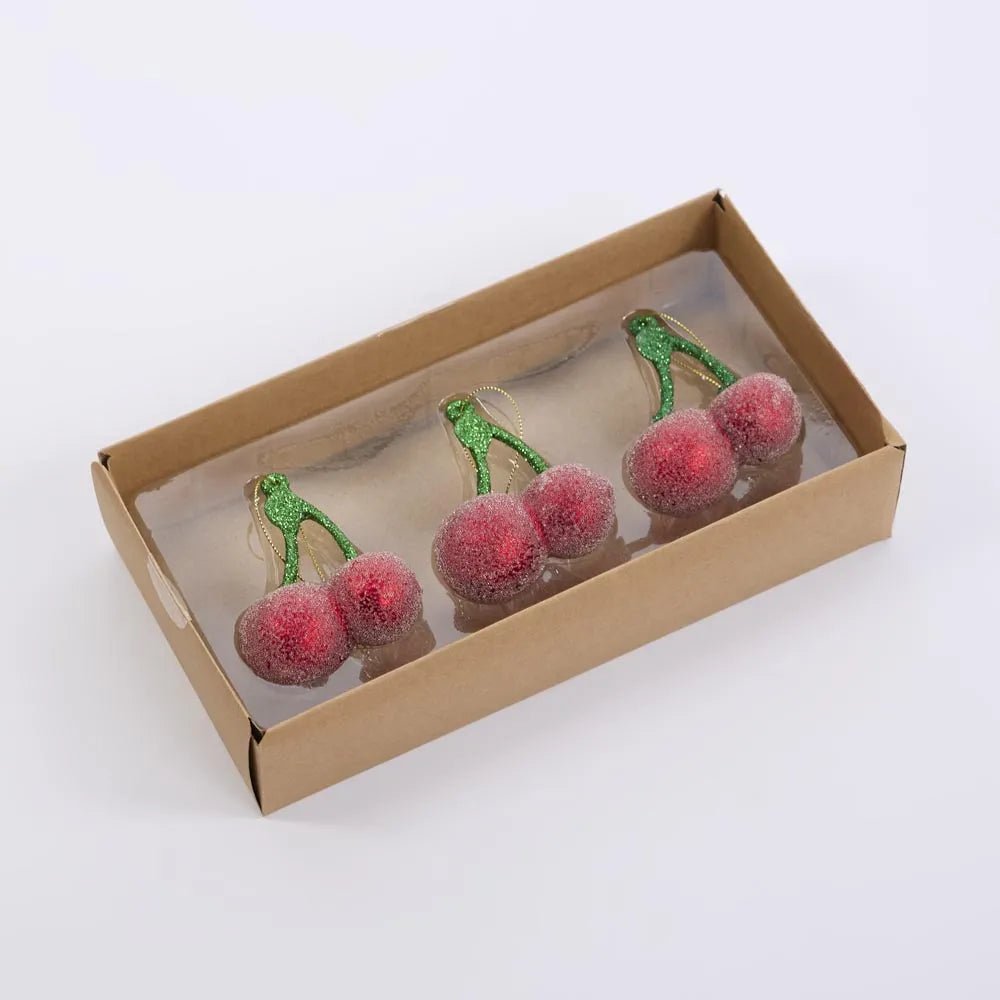 Sugared Cherry Ornaments - Set of 3 - My Christmas