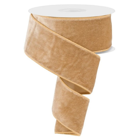 Taupe Deluxe Velvet Ribbon with Satin Backing - 2.5" wide - My Christmas