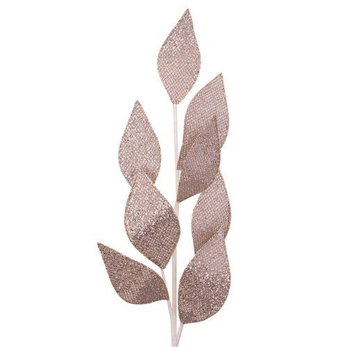 Taupe Glitter Leaf Stem - My Christmas
