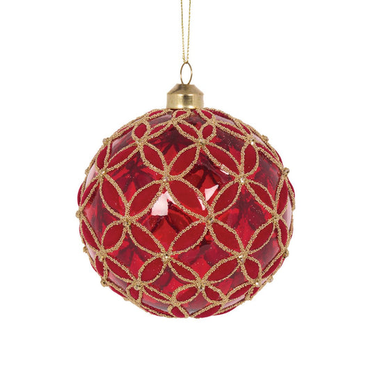 Transparent Red Fleur Bauble - My Christmas