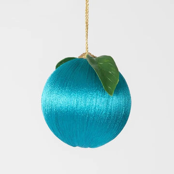 Turquoise Silk Fruit Bauble - My Christmas