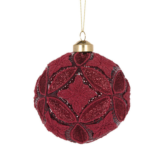 Vintage Burgundy Diamond Cut Baublle - My Christmas