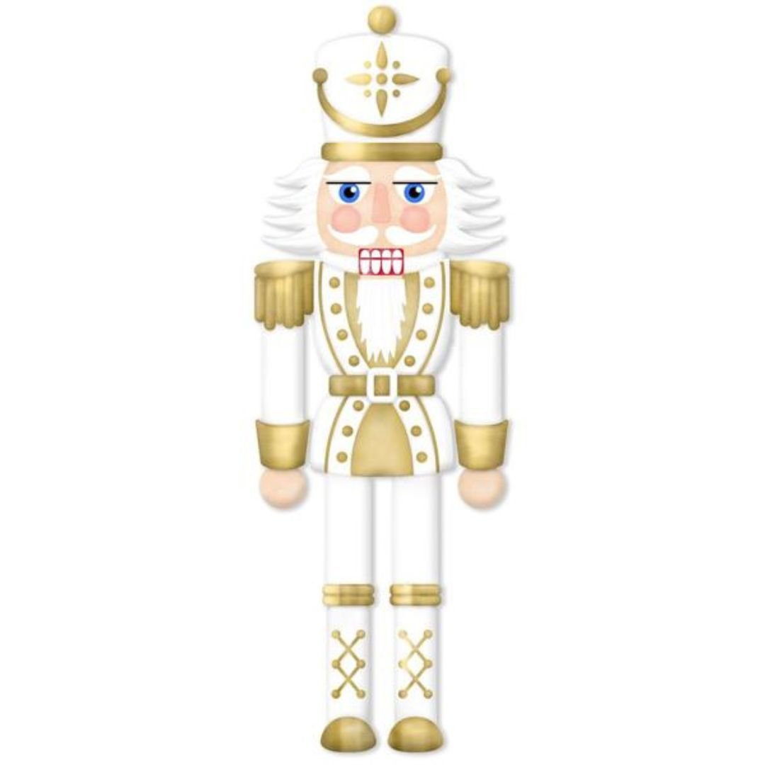 White and Gold Nutcracker Metal Sign - My Christmas
