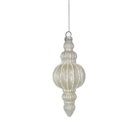 White and Silver Finial with Glitter Details - My Christmas