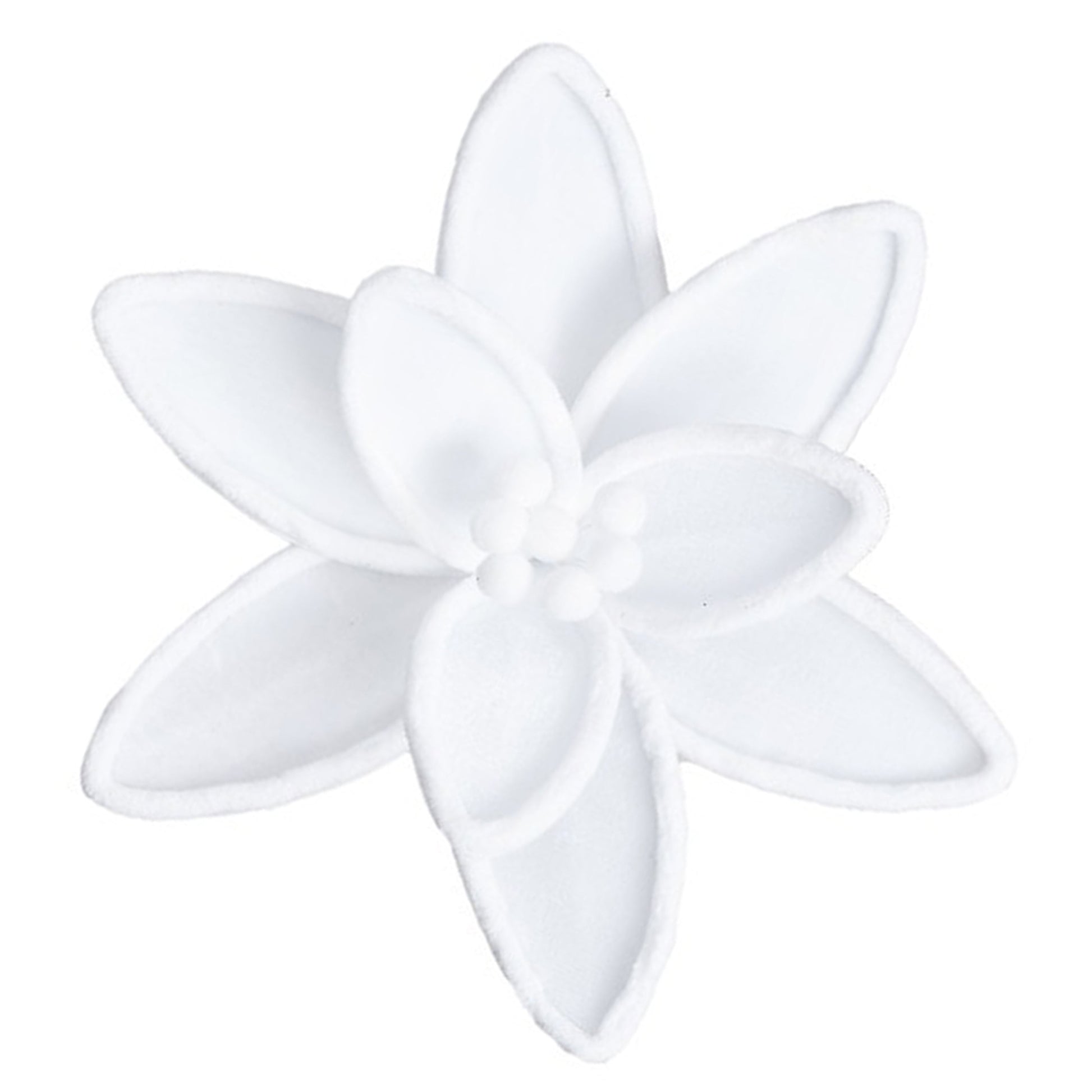 White Embossed Felt Edge Poinsettia with Clip - My Christmas