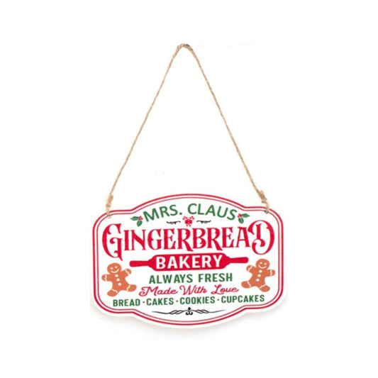 White Gingerbread Christmas Sign Ornament - My Christmas