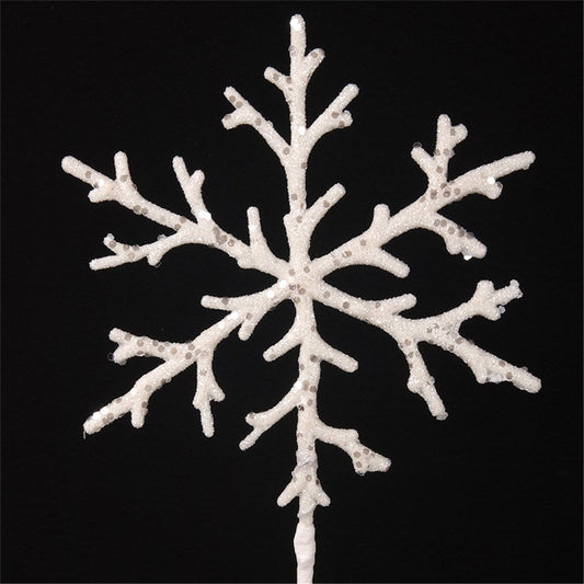 White Glitter Snowflake Pick - My Christmas