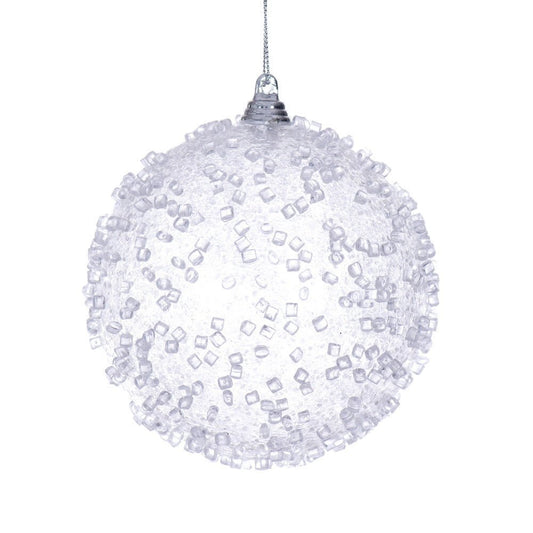 White Icy Sugar Bauble - 10cm - My Christmas
