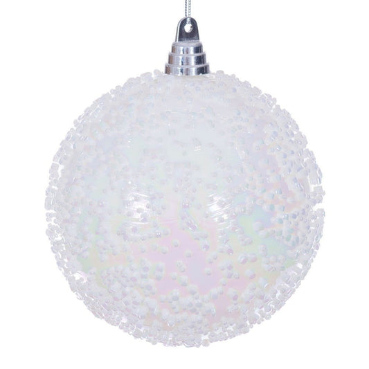 White Irridescent Bead Bauble - 15cm - My Christmas