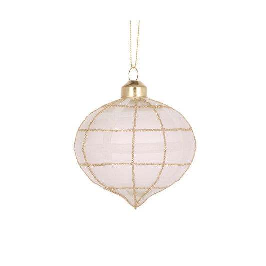 White Tartan Onion Bauble - My Christmas