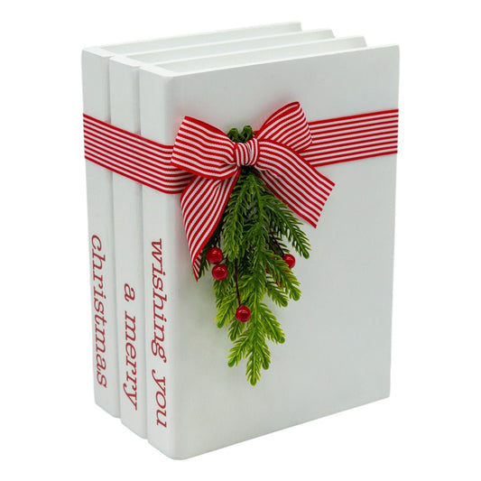 Wishing You A Merry Christmas White Book Stack - My Christmas