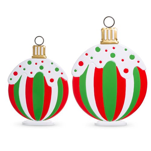 XL Green and Red Bauble Table Standing Signs - My Christmas