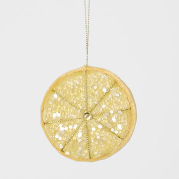 Yellow Palermo Beaded Lemon Slice Ornament - My Christmas