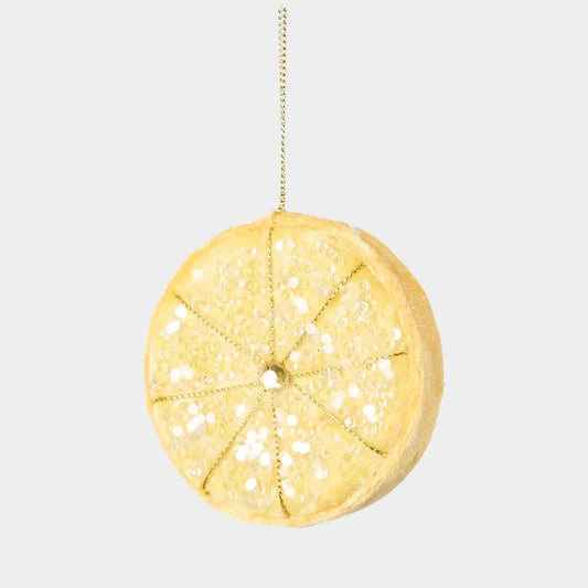 Yellow Palermo Beaded Lemon Slice Ornament - My Christmas