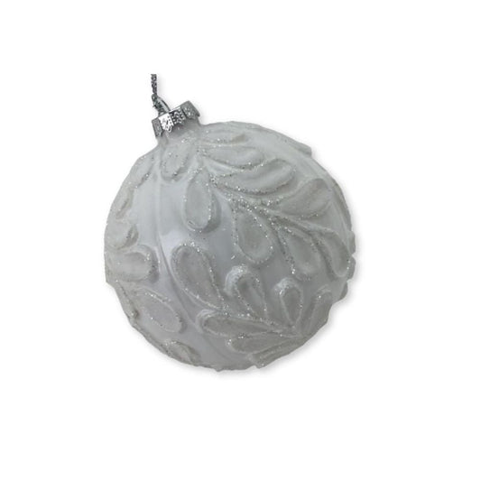 White Patterned Glass Bauble