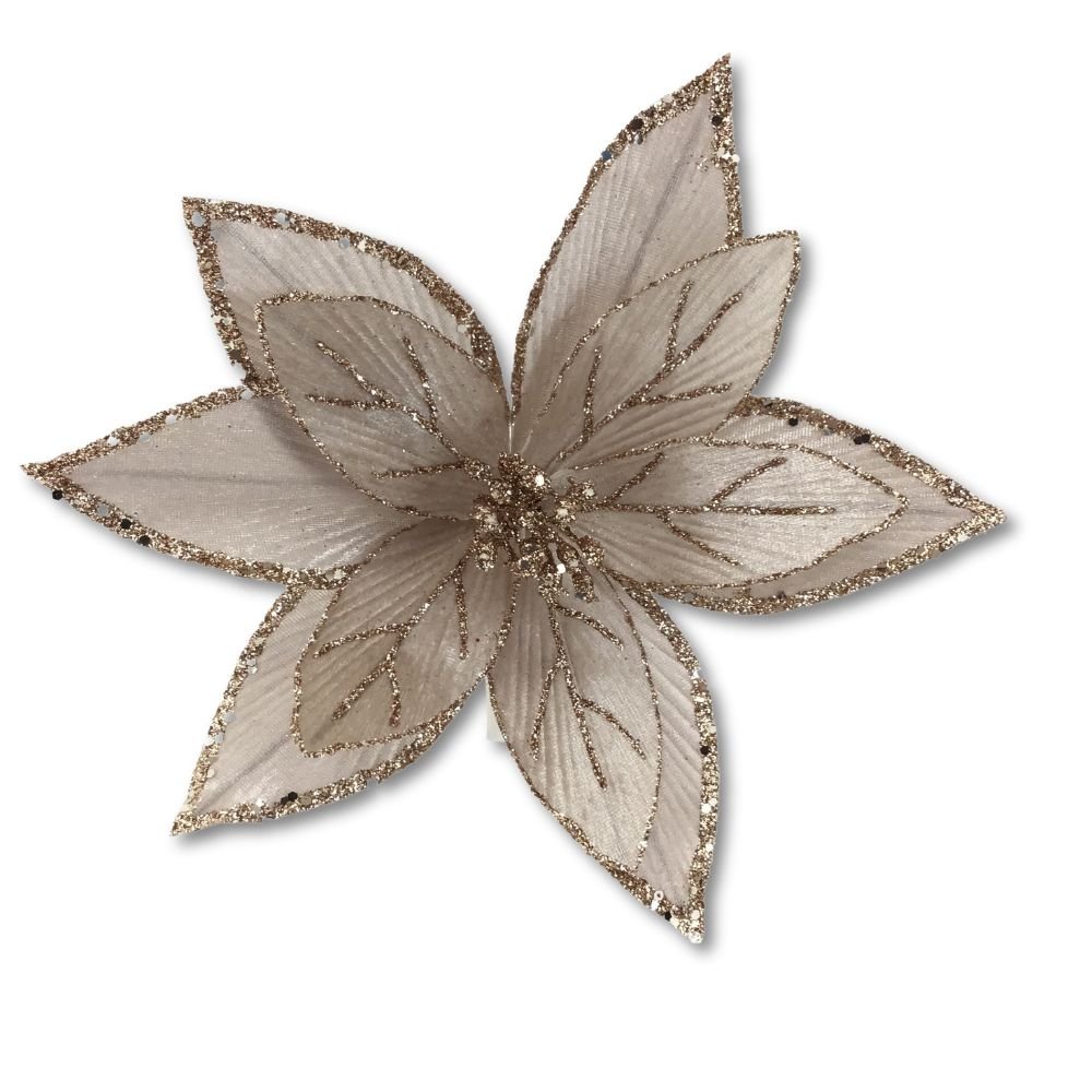Champagne Gold Poinsettia Ornament - My Christmas