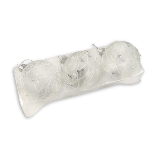Clear White Glass Bauble, Pack of 3 - My Christmas