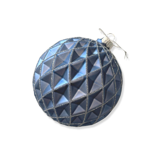 Denim Blue Glass Bauble, 10cm - My Christmas