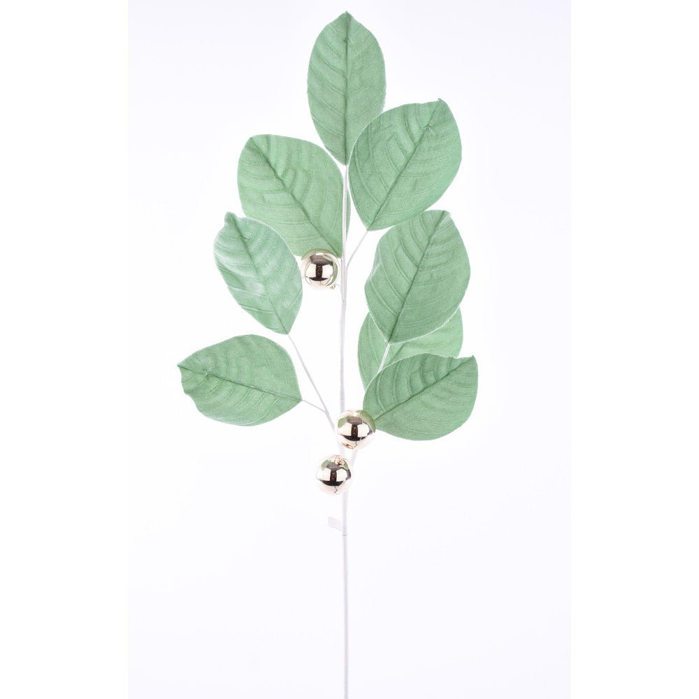 Frozen Green Velvet Leaf Spray - My Christmas