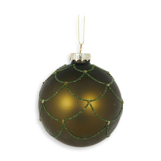 Matte Forrest Scalloped Bauble, 8cm - My Christmas