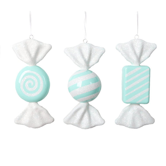 Mint/White Candy Ornaments, Pack of 3 - My Christmas