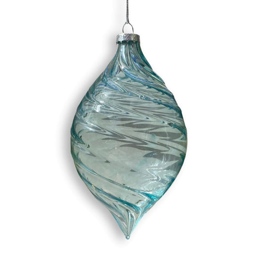 Pale Blue Glass Long Drop Ornament - My Christmas